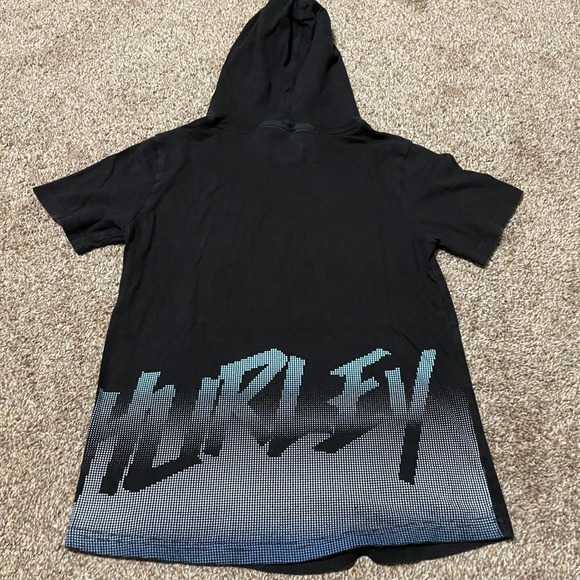 Hurley Kids Boys Medium Black Short Sleeve Pullover Hoodie T Shirt Top - Picture 1 of 4